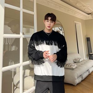 Heren Hoodies Tassel Black White Sweatshirts For Men Women Streetwear Fashion Hip Hop Vintage Pullover Loose Sweatshirt Hoodie Manne