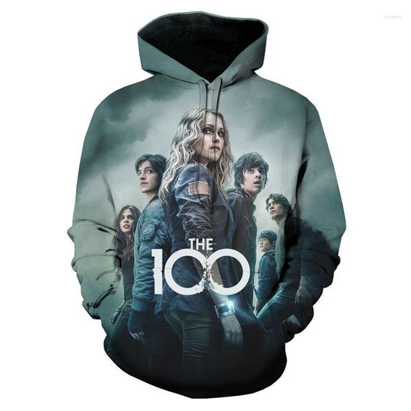 Moletons Masculinos The 100 TV Show Moletons com Capuz Impressos em 3D Tops de Manga Longa Moletom Com Capuz Oversized Homens/Mulheres Filmes Pulôveres Impressos