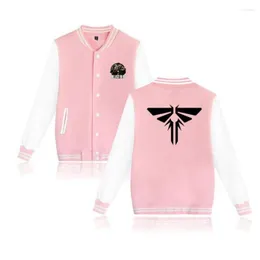 Sweats à capuche pour hommes Le dernier d'entre nous Veste polaire uniforme de baseball Femmes Hommes Harajuku Streetwear Hip Hop Sweat à capuche rose à manches longues