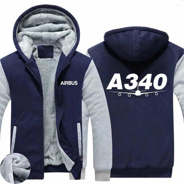 Sweats à capuche pour hommes épais Airbus A340 Homme Sweats à capuche 2024 Streetwear Automne Hiver Wool Fleece Child Zipper Men Men Tabore