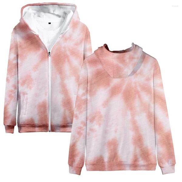 Sudaderas con Capucha para Hombre Tie Dye Cremallera 3D Moda Unisex Sudadera con Capucha De Manga Larga Ropa Informal Informal con Cremallera