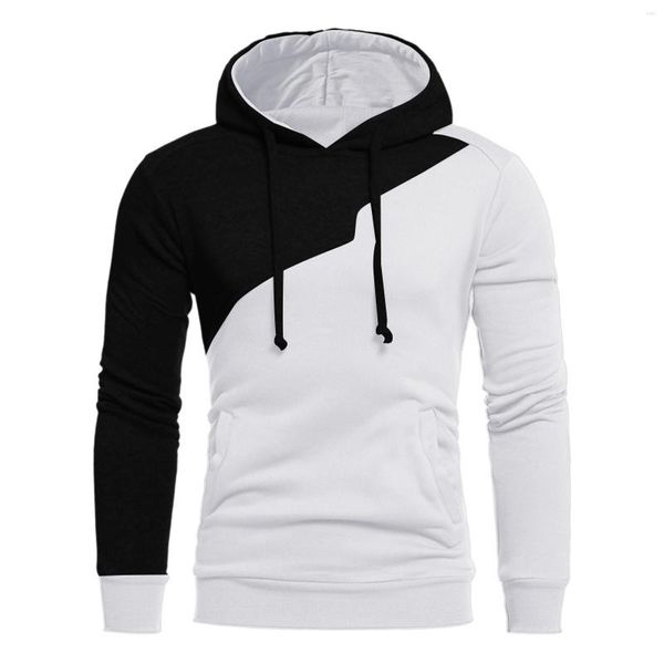 Sudaderas con capucha para hombre Zapatilla para exteriores para niños pequeños Moda de otoño e invierno Costura casual Contraste Boca de costilla Manga larga con cordones Sudadera con capucha