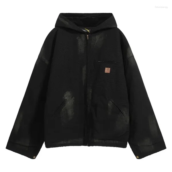 Sweats à capuche pour hommes TOP QUALITÉ 1: 1 GRAILZ Noir Vintage Tie-Dye Zip Veste à capuche Automne Hiver Hommes Femmes Matériau épais Chaud GRALZ Sweat à capuche