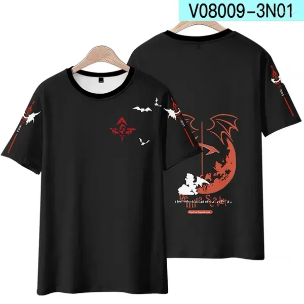 Sweat à capuche masculine Touhou Design Tinplate Scarlet 3d Printing T-shirt Summer Round Cou Short Sleeve Kimono Game Anime Streetwear