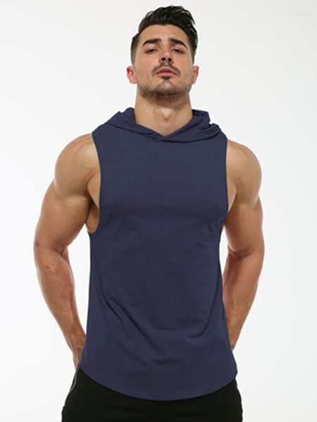 Sudaderas con capucha para hombre, chándal, chaleco sin mangas para hombre, camisetas sin mangas de verano sólidas para culturismo, ropa deportiva de entrenamiento negra, ropa de calle informal