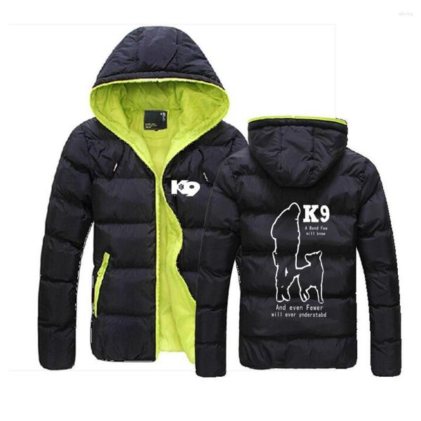 Sweats à capuche pour hommes TRAINER K9 Team Unit Malinois Hommes Hiver Manteau Chaud Lettre Impression Confortable Harajuku Couleur Unie Zip À Capuche Vestes Rembourrées