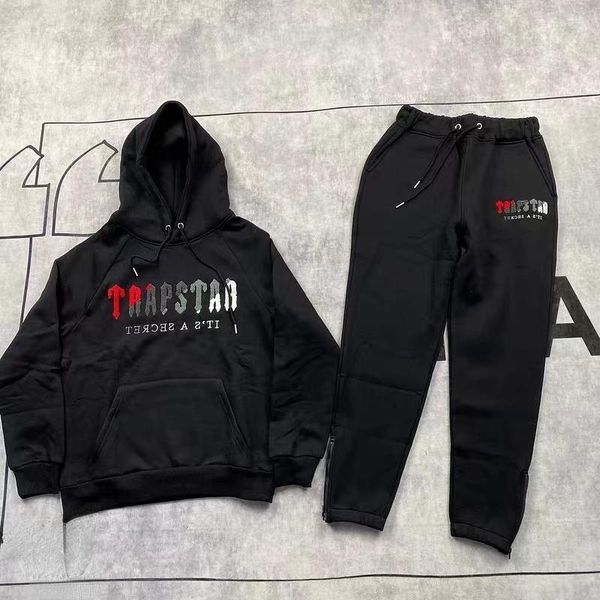 Sudaderas con capucha para hombre Trap-star Sudaderas con capucha Rojo Negro Gris Letras bordadas Logo Hombres Mujeres Jerseys de lana