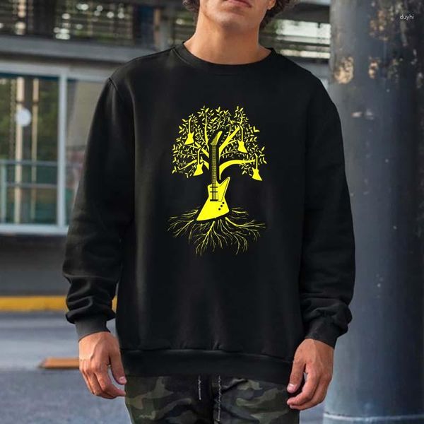 Sweats à capuche pour hommes Arbre du guitariste Musique Musicien Cadeau Guitare Sweatshirts Hommes Femmes Streetwear Crewneck Hauts à capuche Hip Hop Coton