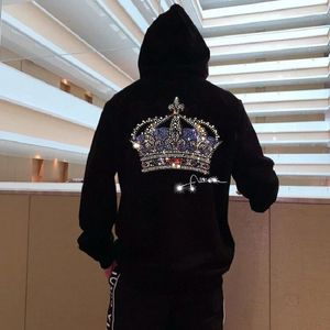 Herenhoodies Trend Pullover Mannelijke Fitness Vrije tijd Paar Harajuku Diamond Heavy Craft Crown Hoodie Slanke Jeugd Sport Hoody