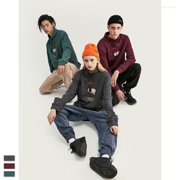 Heren Hoodies Trend Spring 2022 Trendy Brand Solid Color Loose Gedrukte Kangoero Pocket Stand Collar Soft Core Light Men