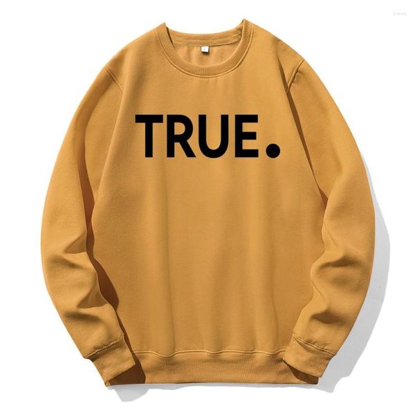 Sweats à capuche pour hommes True Simple Letter Design Printing Mens Fleece Warm O-Neck Hoodie Mode décontractée Vêtements de base Sports Street Sweat-shirt