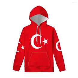 Heren Hoodies TURKIJE Mannelijke Hoodie Aangepaste Naam Nummer Tur Sweatshirt Natie Vlag Tr Turkse Turk Land College Print Po Kleding