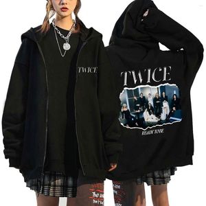 Men's Hoodies TWICE Zipper Hoodie Men Women World Tour READY TO BE Merch Jacket Coat Fashion Gothic Y2k Couple Harajuku Kpop Zip Up