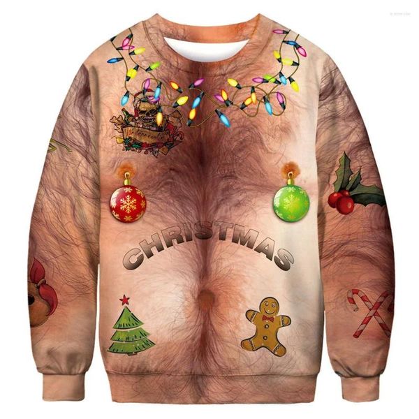 Sudaderas con capucha para hombre Suéteres navideños feos para hombres y mujeres Sudaderas con gráficos divertidos de renos y alces Impresos en 3D Papá Noel Cosplay Regalos de Navidad