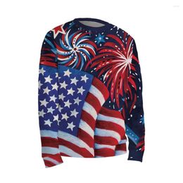 Sweat à capuche pour hommes, vêtements unisexes, drapeau américain, imprimé en 3D, feu d'artifice coloré, manches longues, Streetwear, col rond, à enfiler