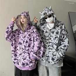 Mannen Hoodies Unisex Jassen Zip-Up Print 2024 Paar Ghost Voorzak Capuchon Mannen Harajuku Vrouwelijke Losse sweatshirts