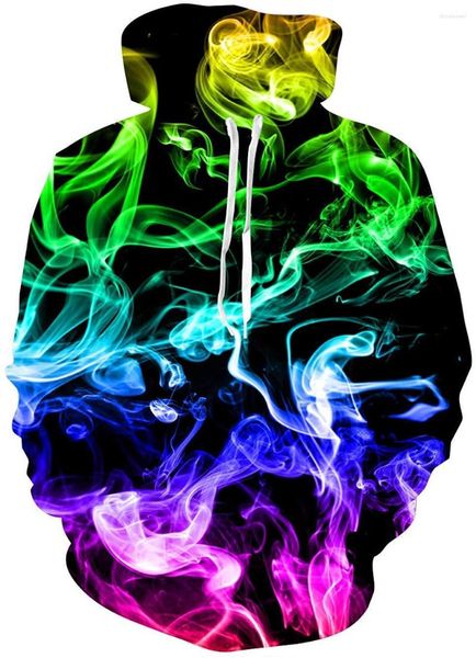 Sudaderas con capucha para hombre Unisex Cool 3D Print Pullover Sudadera con capucha con bolsillo para hombres Mujeres Colorful Smoke Fantasy Galaxy