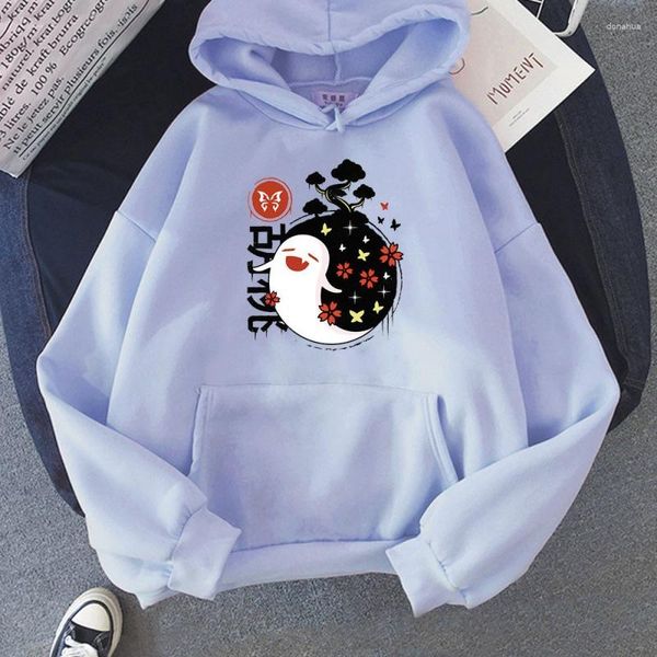 Sweats à capuche pour hommes unisexe Kawaii Genshin Impact femmes Harajuku vêtements esthétiques sweats mignon Hu Tao Anime sweat à capuche imprimé Streetwear