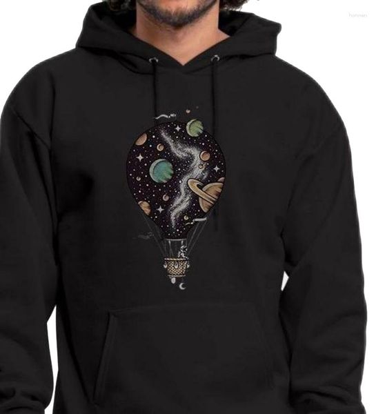 Sweats à capuche pour hommes Conception de l'univers Ballon à air Graphique Sweat à capuche en polaire Homme Passionné d'astronomie Nouveauté Mode Sweat-shirts personnalisables