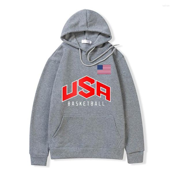 Sweats à capuche pour hommes USA Basket-ball Sweat à capuche imprimé Hommes Sport Surdimensionné Manches Longues Polaire Vêtements Confortables Automne Mode Sweats À Capuche