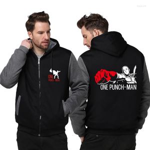 Sudaderas con capucha para hombre talla EE. UU. Hombres mujeres ONE PUNCH-MAN espesar Sudadera con capucha abrigo con cremallera ropa de invierno ropa exterior Punch sudaderas Unisex