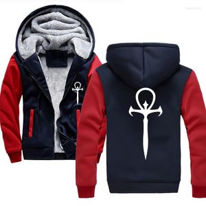 Heren Hoodies Vampire The Masquerade Bloodlines Print Men Winter Dikke Warm Zipper Hooded Coat Sportwear Streetwear Sweatshirts