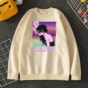 Sudaderas con capucha para hombre Vaporwave Aesthetic Sad But Rad Anime Girl Prints Man Street Fashion Pullover Creatividad O-cuello Ropa con capucha para hombres