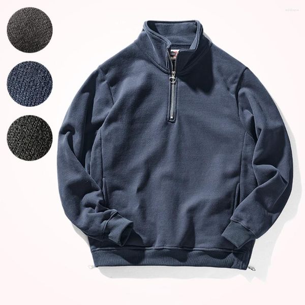 Sudaderas con capucha para hombre Suéter engrosado acolchado de terciopelo Jersey para hombre Cuello medio abierto De moda con abertura lateral Abrigo deportivo grueso para otoño e invierno