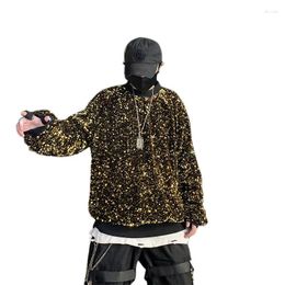 Sweats à capuche pour hommes VERSMA coréen Kpop discothèque Performance porter perlé sweat hommes automne Streetwear paillettes paillettes femmes goutte