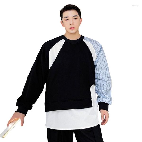 Sweats à capuche pour hommes VERSMA coréen à la mode rayé Patchwork contraste couleur sweat hommes printemps à capuche lettre broderie femmes goutte
