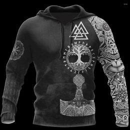 Heren Hoodies Viking Tattoo 3d Full-geprinte Unisex Deluxe Hoodie Men Sweatshirt Streetwear Zip Pullover Casual Jacket Tracksuit-888