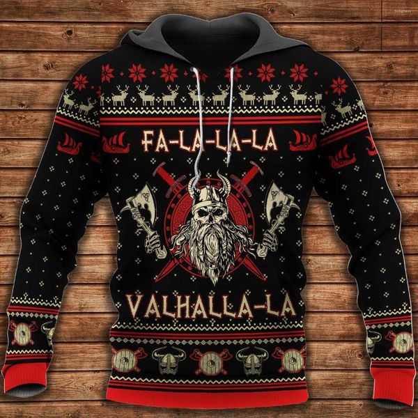 Sweats à capuche pour hommes tatouage Viking 3D imprimé sweat à capuche zippé femmes pour hommes pull d'halloween pulls de noël Costume Cosplay