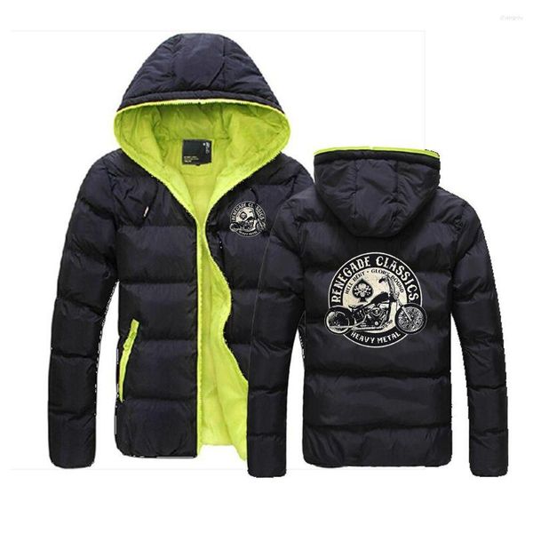 Sweats à capuche pour hommes Vintage Glory Bounds Motorcycle USA Print Sportswear Veste militaire Hommes Hiver Couleur Collision Zipper Sweat à capuche rembourré en coton