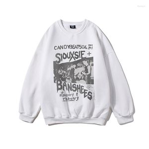 Sweats à capuche pour hommes Vintage Graphic Print Sweatshirts Hommes Tendances de la mode coréenne Surdimensionné Streetwear Teenage Pullover Tops Casual Crew Neck