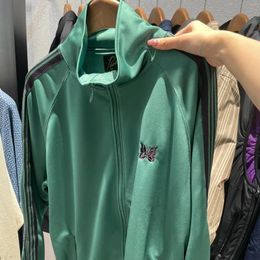 Heren hoodies vintage groene naalden sweatshirts vlinder borduurwerk zijkant streep hiphop jas vrouwen vrouwen losse casual ritssluiting sportkleding