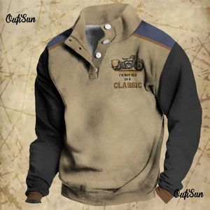 Herenhoodies Vintage shirt met capuchon Motorhoodie voor heren 3D Motorpatroon Kleding Rijden Sweatshirt Casual trui met lange mouwen