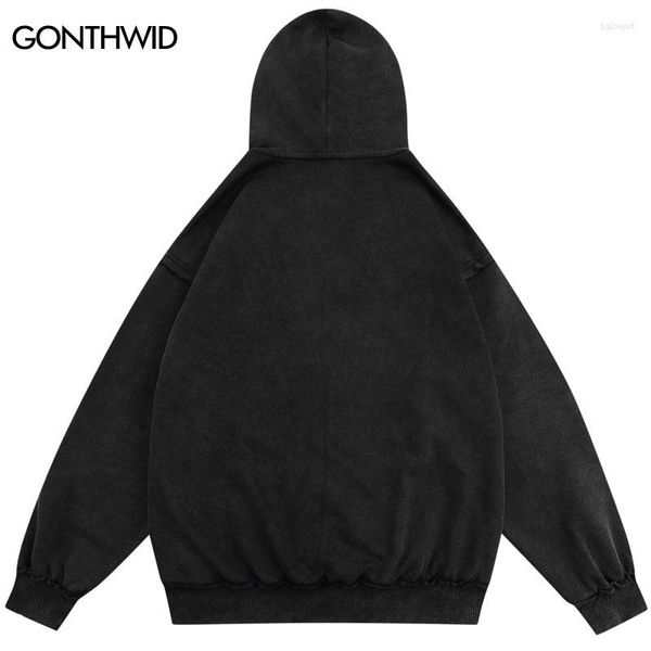 Sweat à capuche homme sweat à capuche Vintage veste Y2K Hip Hop broderie étoile Patch Double fermeture éclair à capuche mode Punk gothique coton manteau