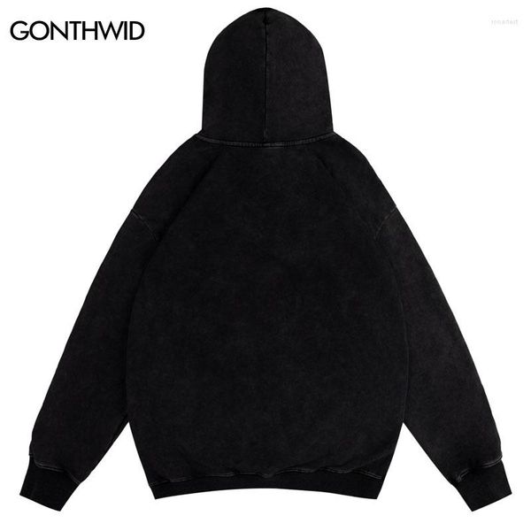 Sweats à capuche pour hommes sweats à capuche Vintage Hip Hop rétro imprimé fleuri en détresse lavage à capuche Harajuku décontracté ample Punk gothique pull