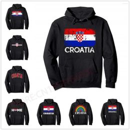 Sudaderas con capucha para hombre Vintage Hrvatska Croacia bandera croata orgullo pulóver Sudadera con capucha hombres mujeres Unisex algodón Hip Hop estilo sudadera