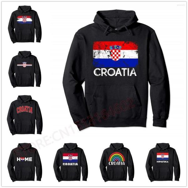 Sweats à capuche pour hommes Vintage Hrvatska croate drapeau croate fierté pull à capuche hommes femmes unisexe coton Hip Hop Style sweat
