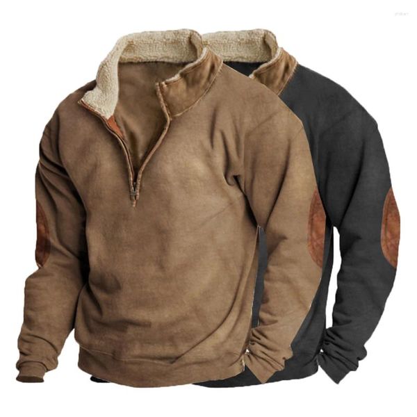 Sweats à capuche pour hommes Vintage hommes sweats vêtements à manches longues à capuche automne hiver décontracté chemise à capuche col montant veste vêtements avec fermeture éclair