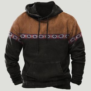 Mannen Hoodies Vintage Westerse Etnische Stijl Mannen Hoodie Hooded Sweatshirt Geometrische Harajuku Pullover Jas Oversized Casual Streetwear