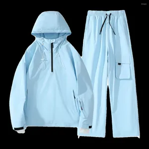 Sweat à capuche pour homme, imperméable, coupe-vent, combinaison de sport, ample, tendance, chaud et confortable, taille élastique, jupe anti-neige