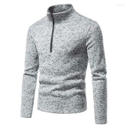 Les sweats à capuche masculins portent un pull à manches longues chaudes en coton placolet zip couleur coloride à col roulé