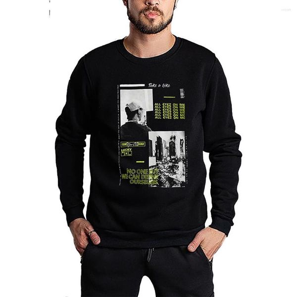 Sweat-shirt à capuche pour hommes, blanc/noir, motif de lettres imprimées, col ras du cou, graphique, grande taille, ample, manches longues, doux, hiver 2022