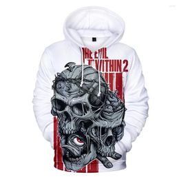 Heren Hoodies White Fashion Color Skull print pullover shirt 2022 Spring abstract Volle mouw losse dunne sweatshirts Casual ronde nek tops