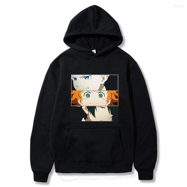 Sudaderas con capucha para hombre, sudadera de pareja Harajuku de invierno 2023, bonita sudadera con estampado de dibujos animados The Promised Neverland para mujer, ropa de calle de moda coreana para mujer