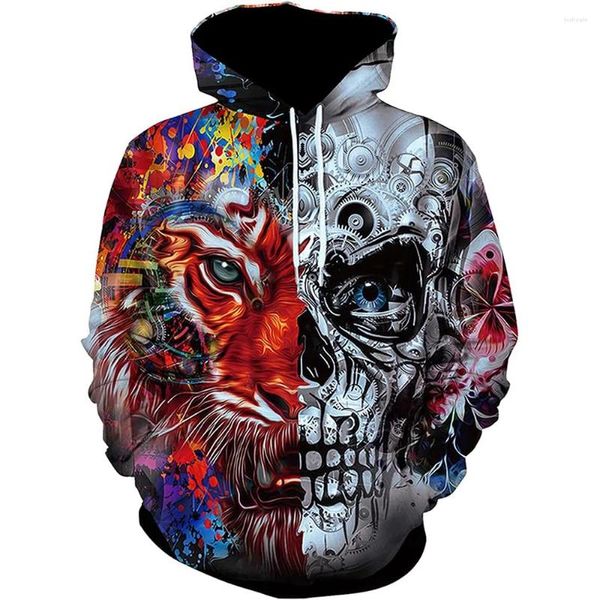 Sudadera para hombres invierno en Europa y América Halloween Skeleton 3d Capacilín de calabaza con capucha de estampado frío para hombres con bolsillo