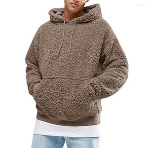 Hommes Hoodies Hiver Hommes Couleur Unie Moelleux Polaire Manteau À Capuche Pull Fourrure Ours En Peluche À Capuche Chaud Baggy Sweat Mâle Veste Putwear