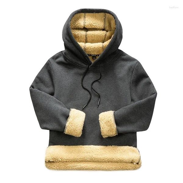 Sweats à capuche pour hommes hiver hommes polaire d'agneau sweat à capuche chaud épais laine doublé thermique sweats à capuche Streetwear pull Velve veste mâle